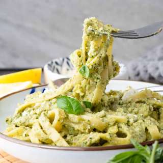 Easy Pesto and Ricotta Pasta (Gluten-Free, Nut-Free)