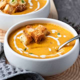 Sheet Pan Roasted Pumpkin Cauliflower Soup (Vegan)