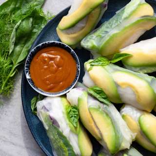 Avocado Spring Rolls with Zesty Thai Peanut Sauce