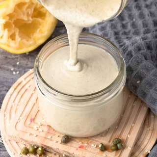 Creamy Tahini Caesar Dressing (Gluten-Free & Vegan)