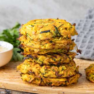 Crispy Zucchini and Sweet Potato Fritters (Baked)