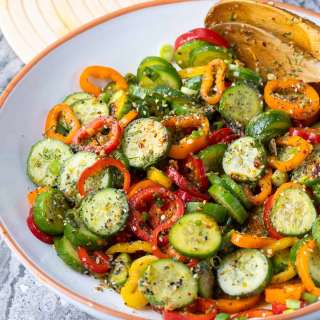 Cucumber and Bell Pepper Salad with Ginger Sesame Dressing