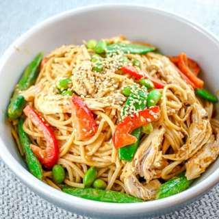 Sesame Noodles with Chicken and Crunchy Vegetables