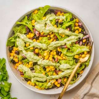 Mexican Corn Salad with Avocado Cilantro Lime Dressing