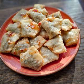 Crispy Fried Asian Wontons with Sausage and Water Chestnuts