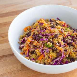 Vegan Rainbow Peach Quinoa Salad