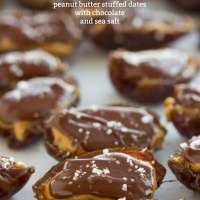 Vegan Peanut Butter Stuffed Dates with Chocolate and Sea Salt