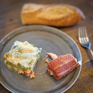 Smoked Salmon Lasagna with Spinach Noodles