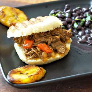 Venezuelan Shredded Beef Arepas with Carne Mechada