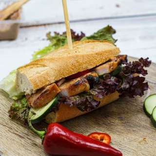 Vietnamese Grilled Pork Loin Banh Mi Sandwich