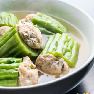 Canh Kho Qua Chay (Vegan Stuffed Bitter Melon Soup)