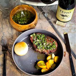 Reverse Seared Argentinian Ribeye With Chimichurri Sauce