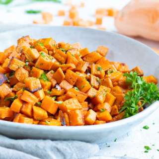 Roasted Sweet Potato Cubes