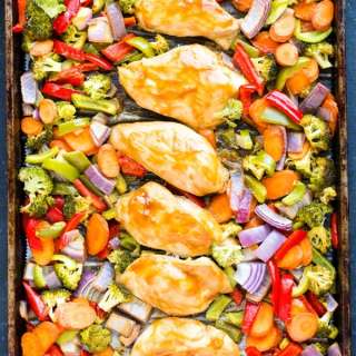 Sheet Pan Thai Peanut Sauce Chicken with Veggies