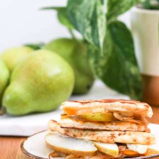 Vegan Caramelized Onion and Pear Naan Grilled Cheese