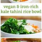 Vegan Iron-Rich Kale Tahini Rice Bowl