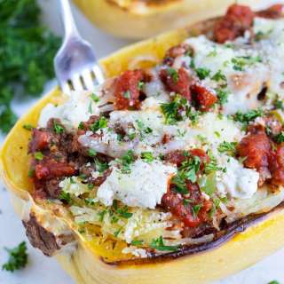 Spaghetti Squash Lasagna Boats