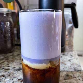 Iced Vietnamese Coffee with Ube Foamed Milk