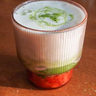 Smashed Strawberry Iced Matcha