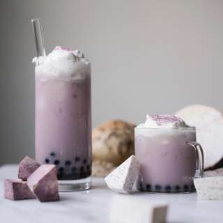 Taro Milk Tea w/ Tapioca Pearls (Boba)