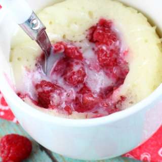 Raspberry Sour Cream Mug Cake