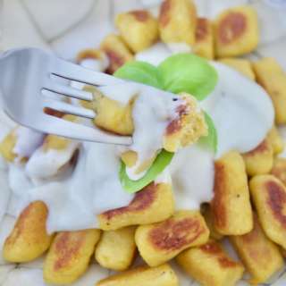 Homemade Plantain Gnocchi with Four-Cheese Sauce