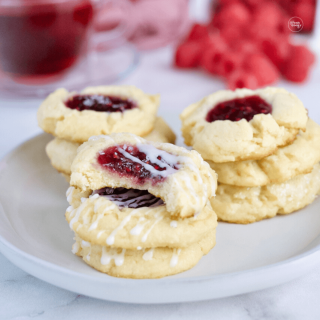 5-Ingredient Raspberry Cheesecake Thumbprint Cookies
