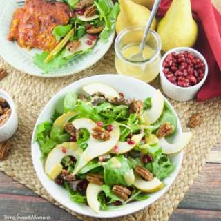 Candied Pecan Pear Salad with Pomegranates