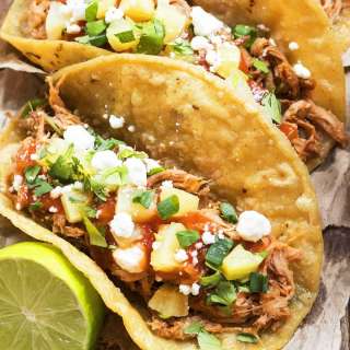 Pineapple Pulled Pork Tacos (Slow Cooker Recipe)