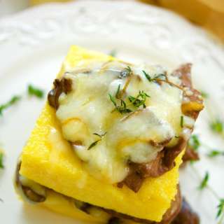 Mushroom Ragu Over Polenta Squares