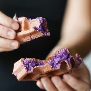 Ube Waffles (Crispy Outside & Chewy Mochi-Like Inside)