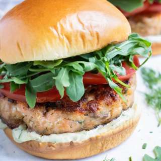 Salmon Burgers with Avocado Ranch