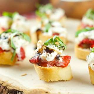 Roasted Red Pepper Burrata Crostini