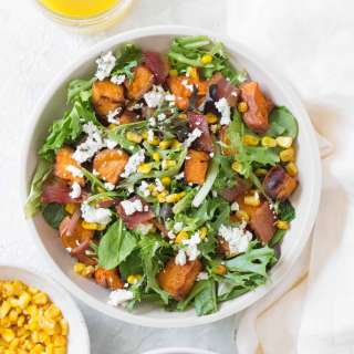 Roasted Sweet Potato Salad with Corn and Bacon