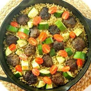 One Pot Greek Meatballs With Lemon Dill Rice