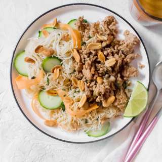 Thai Peanut Noodle Salad with Pork