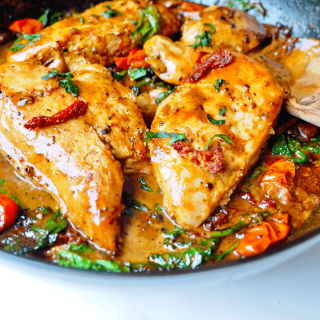 One Pan Tuscan Chicken in Parmesan Cream Sauce
