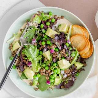 Green Lentil Salad with Hummus