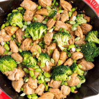 Sesame Chicken with Broccoli and Edamame