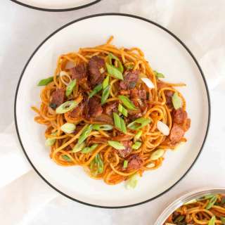 Gochujang Noodles with Bacon and Scallions