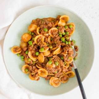 Orecchiette Pasta with Beef and Peas