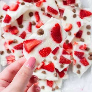Frozen Yogurt Bark with Strawberries and Chocolate Chips