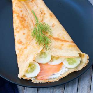 Savory Crêpes filled with Cream Cheese Salmon Dill Cucumber Recipe