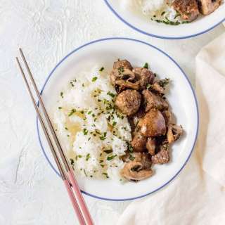 Air Fryer Steak Bites and Mushrooms