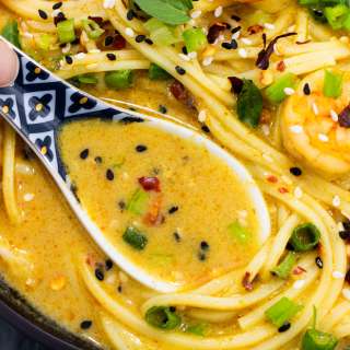 Shrimp Coconut Curry Soup with Noodles Recipe