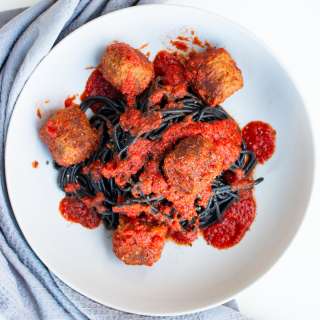 Black Spaghetti with Meatballs