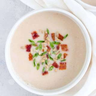 Roasted Garlic, Bacon, White Bean Soup
