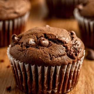 Fudgy Double Chocolate Muffins
