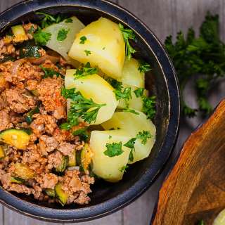 Easy Italian Spiced Zucchini, Pork, and Potato Bowl