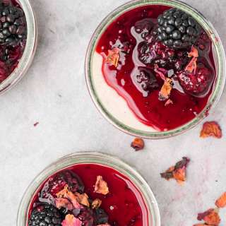 Coconut Panna Cotta With Rosewater Black Berry Sauce